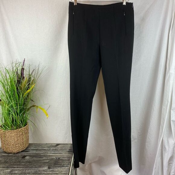 Akris Black Side Zip Straight Leg Trouser Pants 6 - Picture 2 of 7